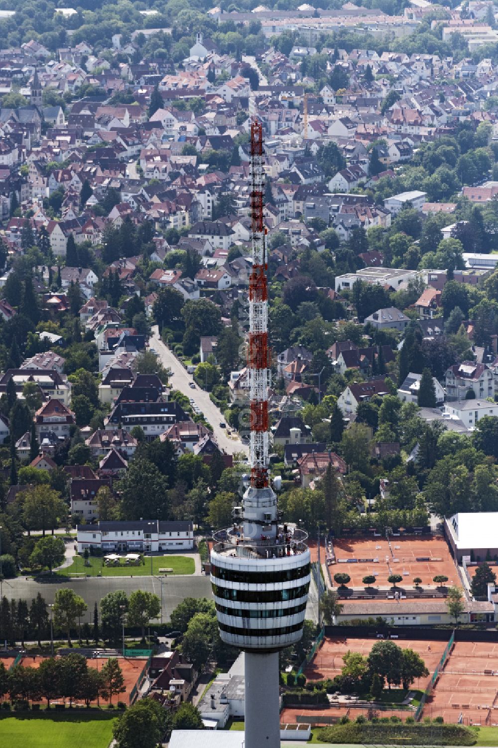 Stuttgart from the bird's eye view: Television Tower on Jahnstrasse in the district Waldau in Stuttgart in the state Baden-Wurttemberg, Germany