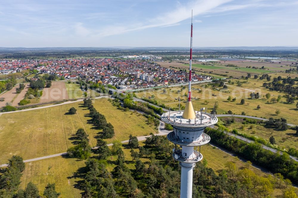 Waghäusel from the bird's eye view: Television Tower in the district Wiesental in Waghaeusel in the state Baden-Wuerttemberg, Germany