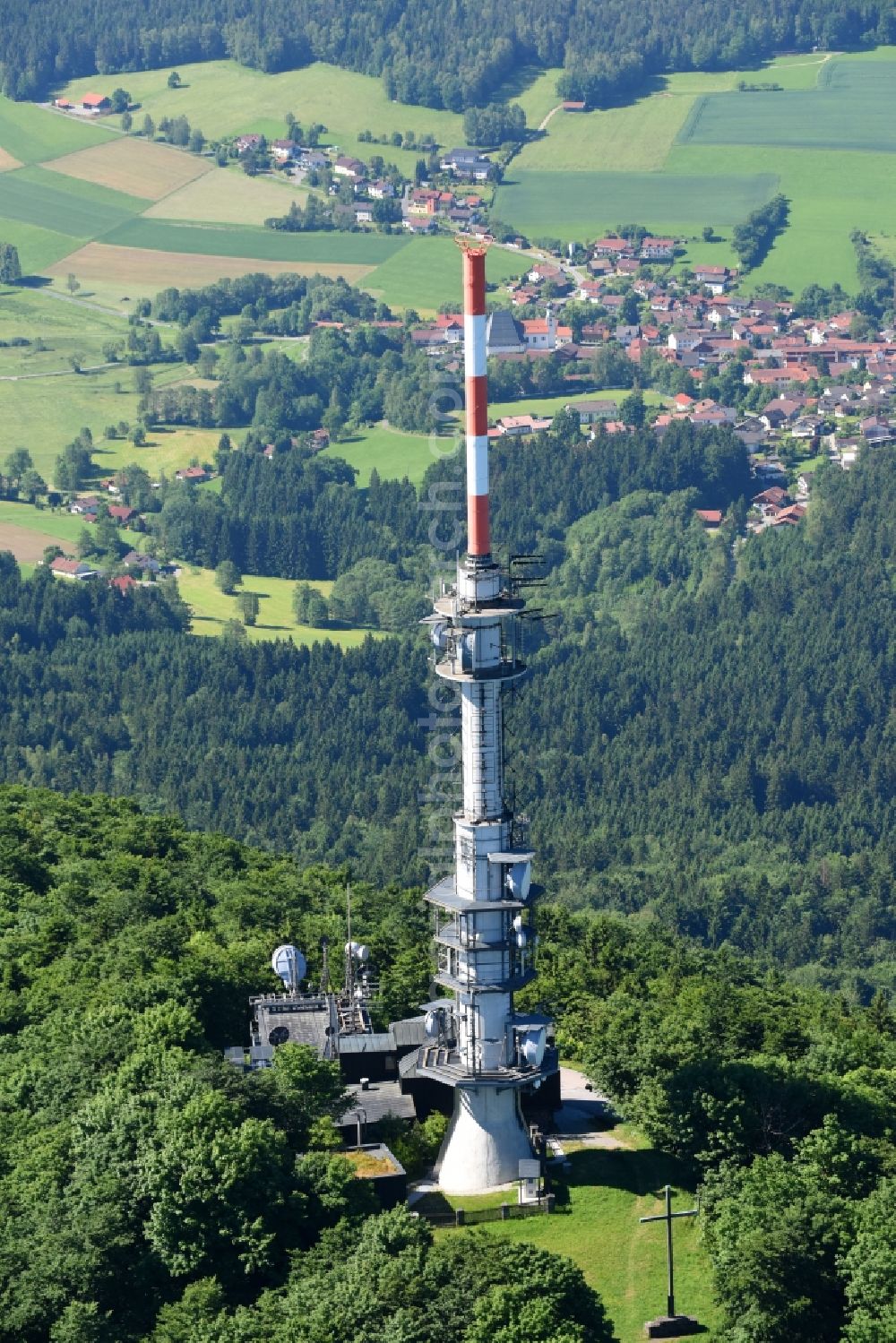 Rimbach from above - Television Tower on Burgstallweg in Rimbach in the state Bavaria, Germany