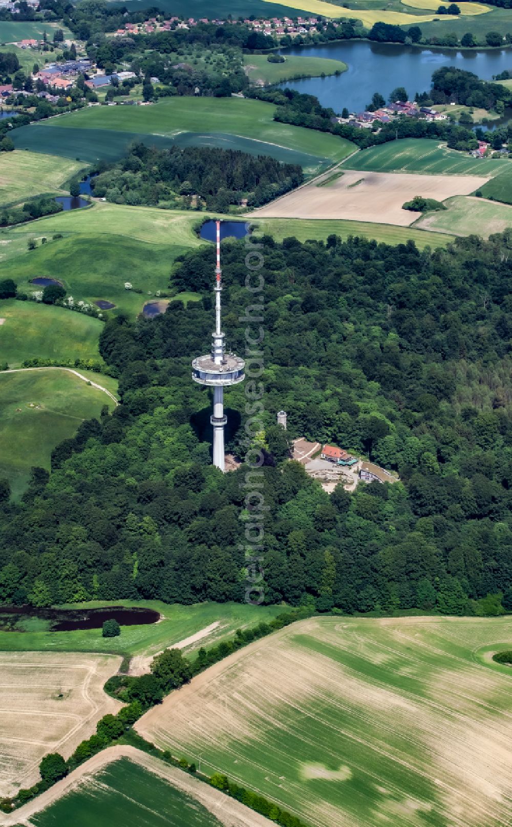Schönwalde am Bungsberg from above - Television Tower on street Zum Bungsberg in Schoenwalde am Bungsberg in the state Schleswig-Holstein, Germany