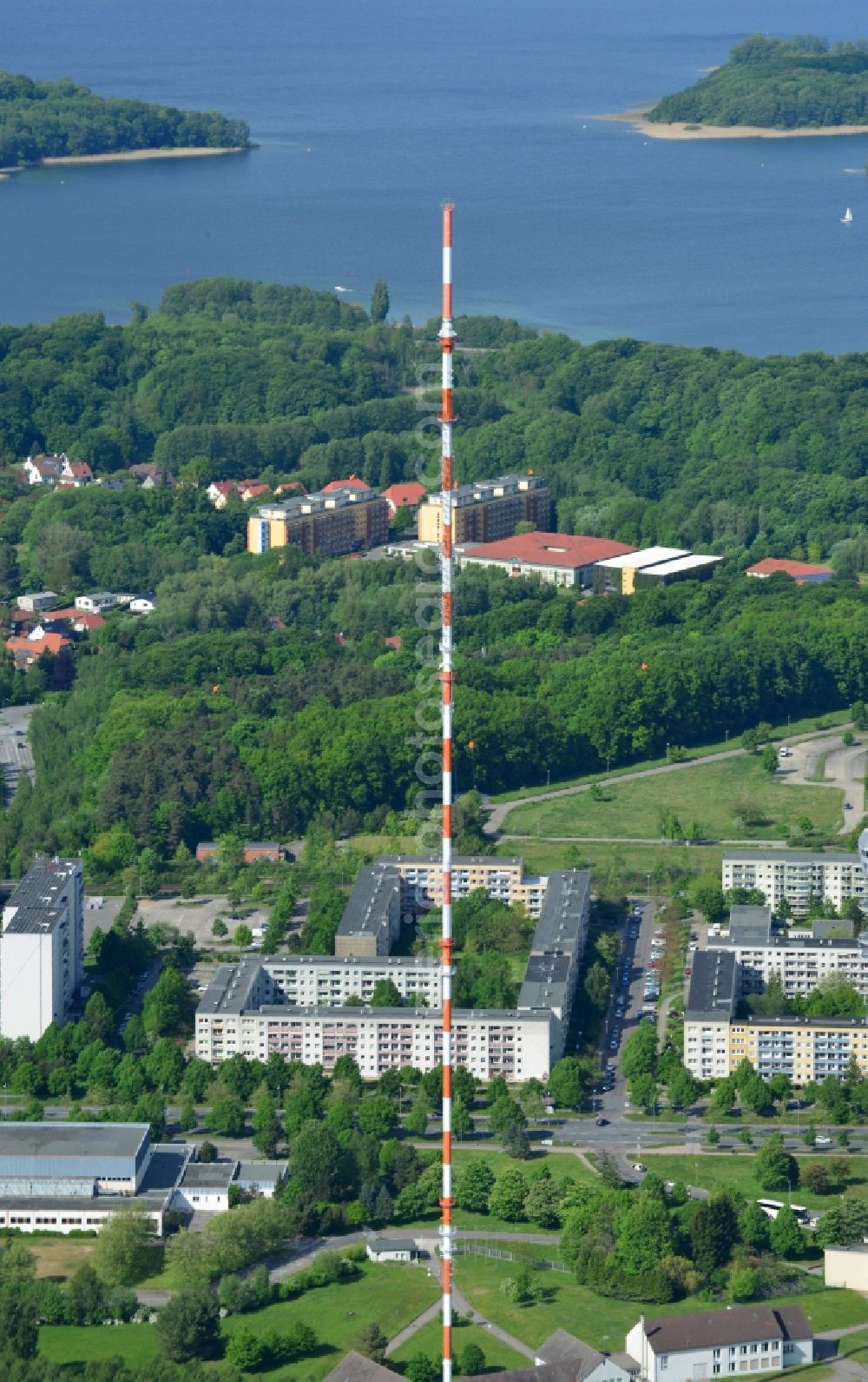 Schwerin from the bird's eye view: Television Tower in Schwerin in the state Mecklenburg - Western Pomerania