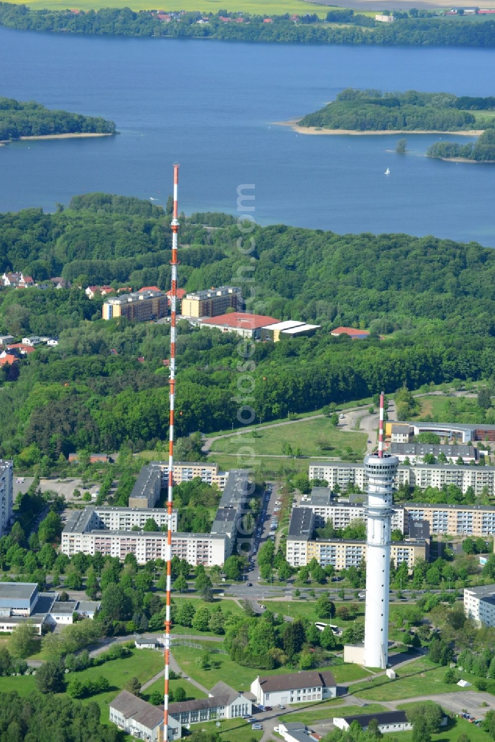 Aerial image Schwerin - Television Tower in Schwerin in the state Mecklenburg - Western Pomerania