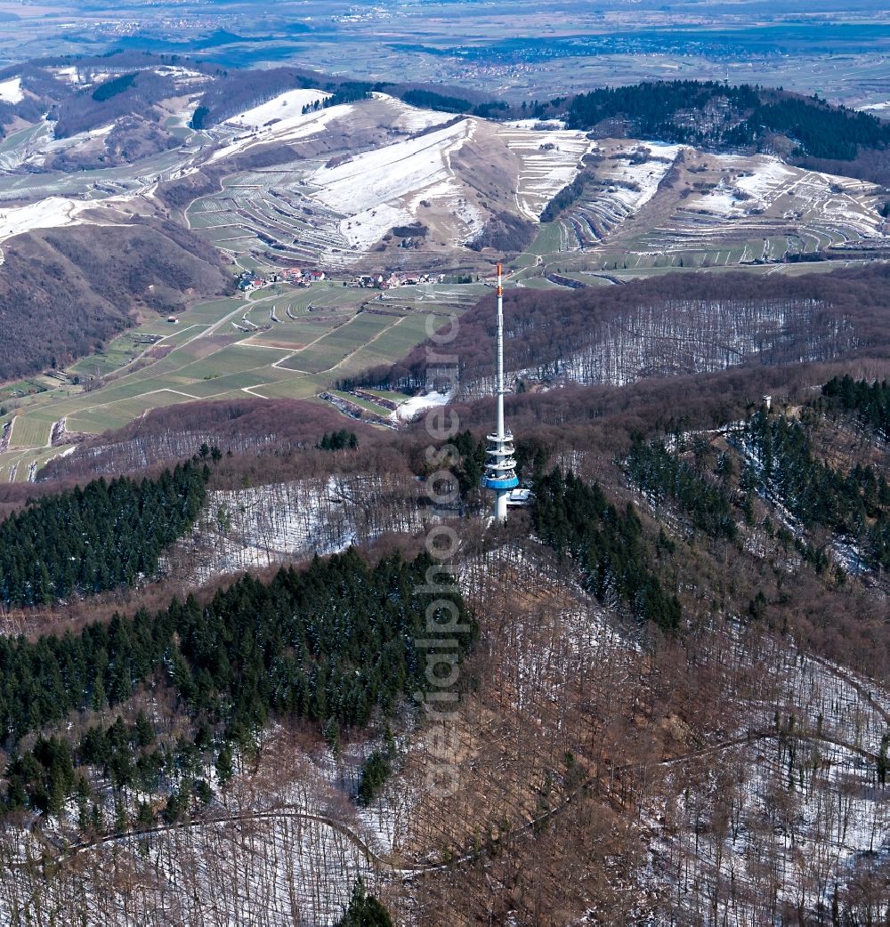 Aerial image Vogtsburg im Kaiserstuhl - Television Tower Kaiserstuhl in Vogtsburg im Kaiserstuhl in the state Baden-Wuerttemberg, Germany