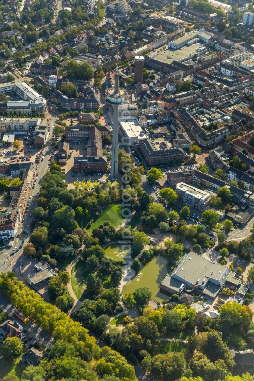 Wesel from above - Television Tower Langer Heinrich in Wesel in the state North Rhine-Westphalia, Germany