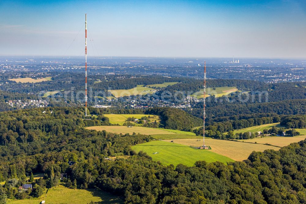 Aerial image Langenberg - Steel mast funkturm and transmission system as basic network transmitter WDR- Sender Langenberg in Langenberg in the state North Rhine-Westphalia, Germany