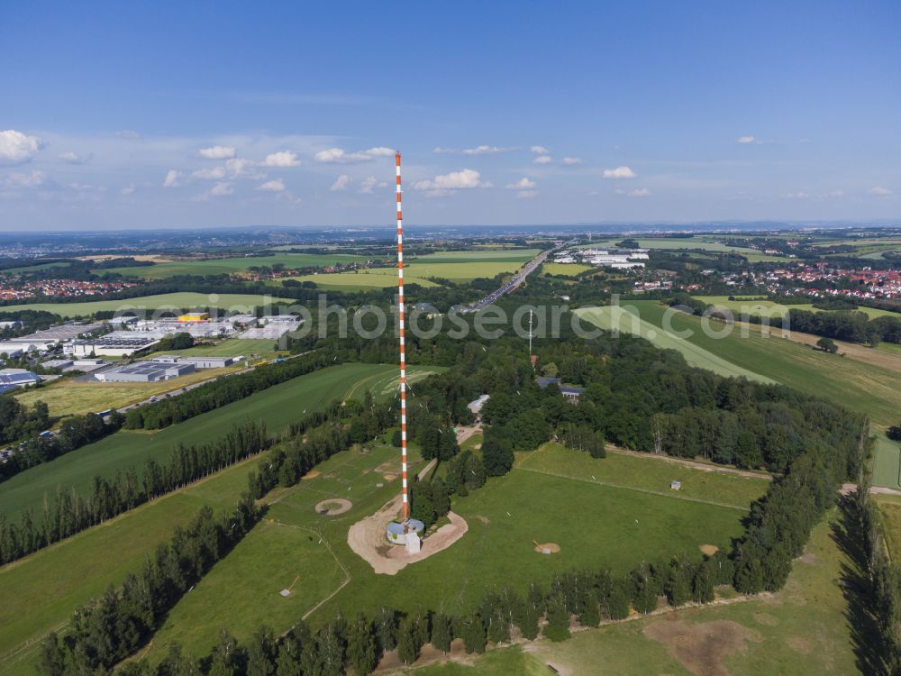 Aerial image Wilsdruff - Steel mast funkturm and transmission system as basic network transmitter in the district Birkenhain in Wilsdruff in the state Saxony, Germany