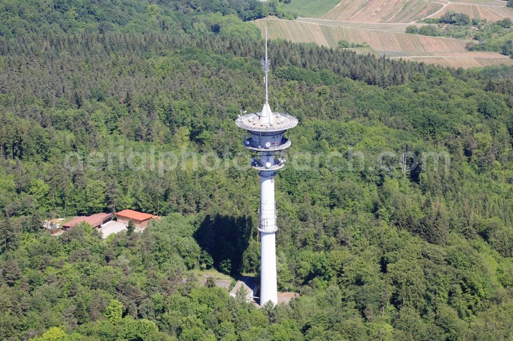 Aerial photograph Cleebronn - Television Tower Brackenheim 1 on the Stromberg in Cleebronn in the state Baden-Wuerttemberg, Germany