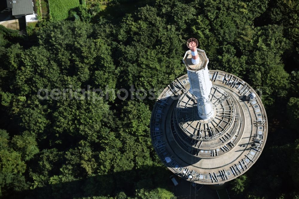 Kiel from above - Radio tower in Vieburger woods in Kiel in Schleswig-Holstein. Currently, renovation work will take place through the Werner Diener GmbH & Co. Industrieanstrich KG