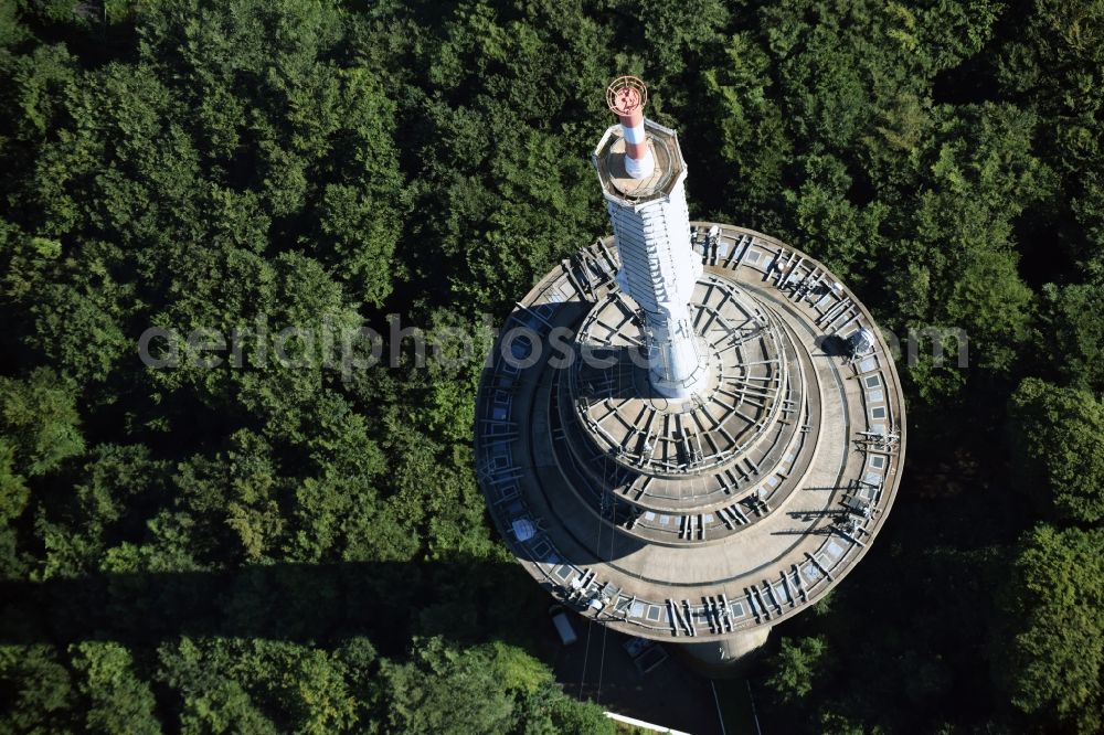 Kiel from the bird's eye view: Radio tower in Vieburger woods in Kiel in Schleswig-Holstein. Currently, renovation work will take place through the Werner Diener GmbH & Co. Industrieanstrich KG