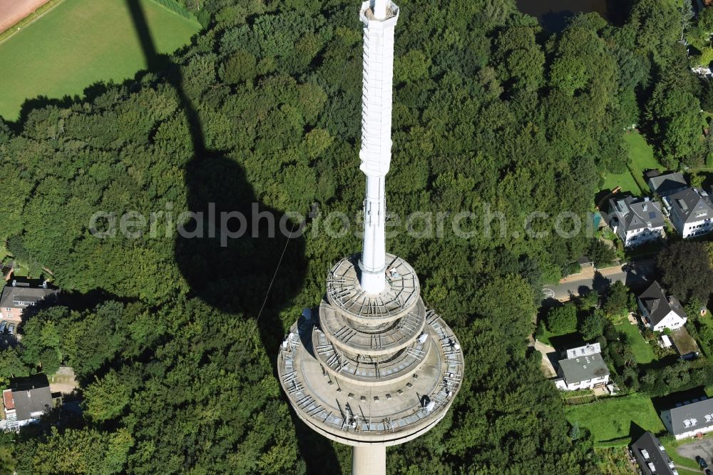 Kiel from above - Radio tower in Vieburger woods in Kiel in Schleswig-Holstein. Currently, renovation work will take place through the Werner Diener GmbH & Co. Industrieanstrich KG