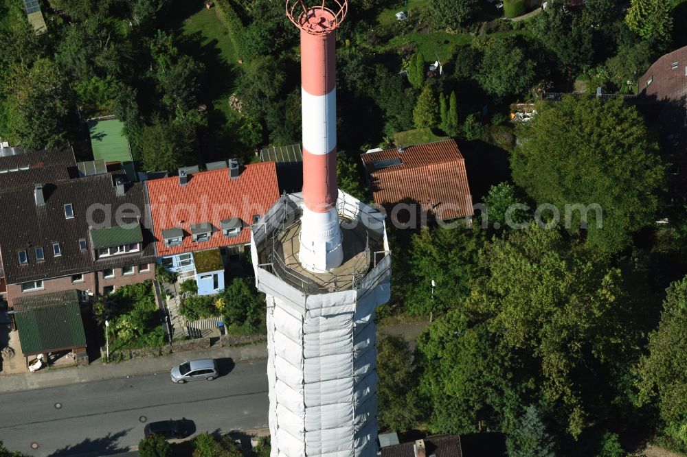 Kiel from the bird's eye view: Radio tower in Vieburger woods in Kiel in Schleswig-Holstein. Currently, renovation work will take place through the Werner Diener GmbH & Co. Industrieanstrich KG