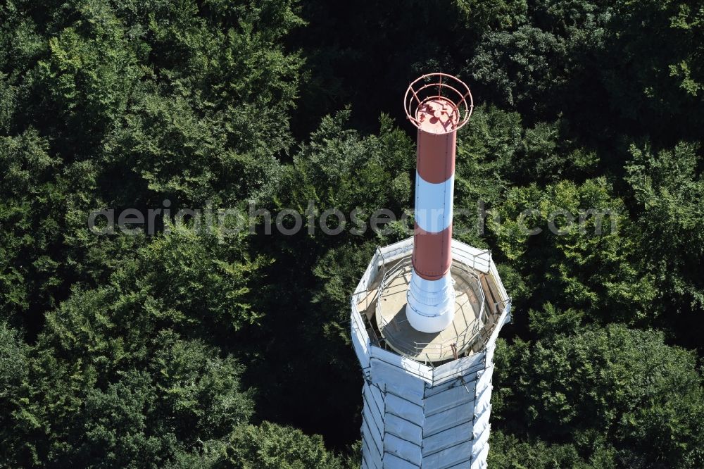 Kiel from above - Radio tower in Vieburger woods in Kiel in Schleswig-Holstein. Currently, renovation work will take place through the Werner Diener GmbH & Co. Industrieanstrich KG