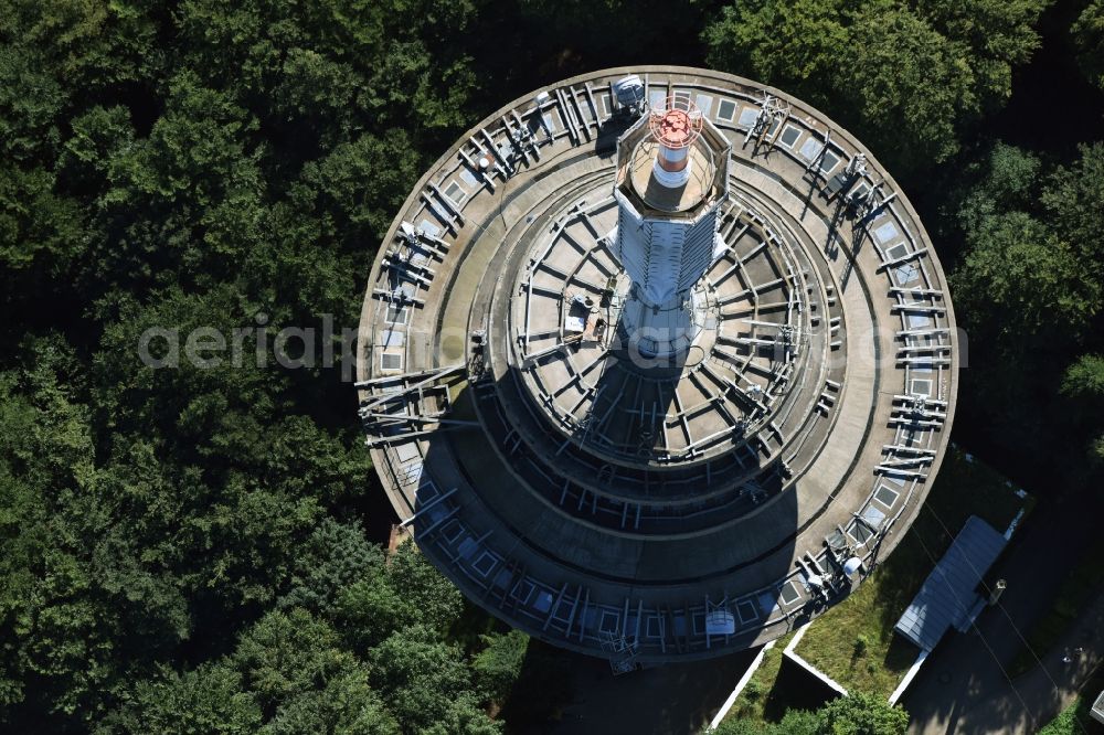 Kiel from above - Radio tower in Vieburger woods in Kiel in Schleswig-Holstein. Currently, renovation work will take place through the Werner Diener GmbH & Co. Industrieanstrich KG