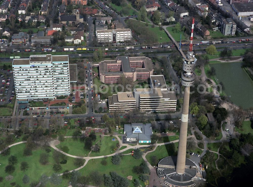 Aerial image Dortmund - The TV tower in Westphalia Park / Florianturm Dortmund in the state North Rhine-Westphalia