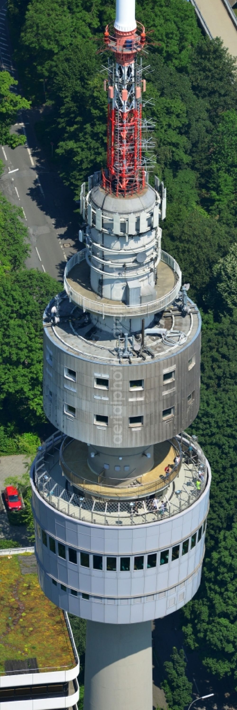 Aerial image Dortmund - The TV tower in Westphalia Park / Florianturm Dortmund in the state North Rhine-Westphalia