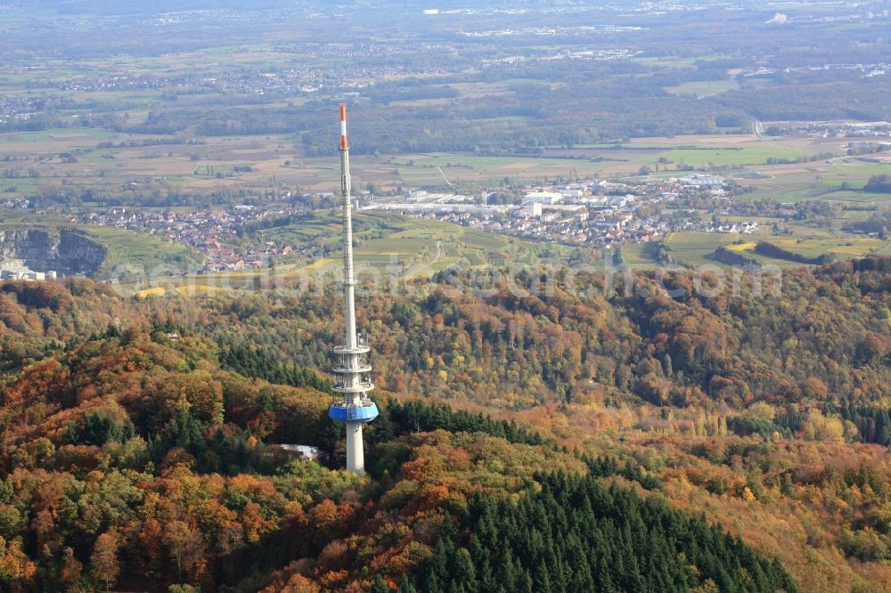 Aerial image Endingen am Kaiserstuhl - TV tower - converter on mountain Kaiserstuhl in Endingen in the state of Baden-Wuerttemberg