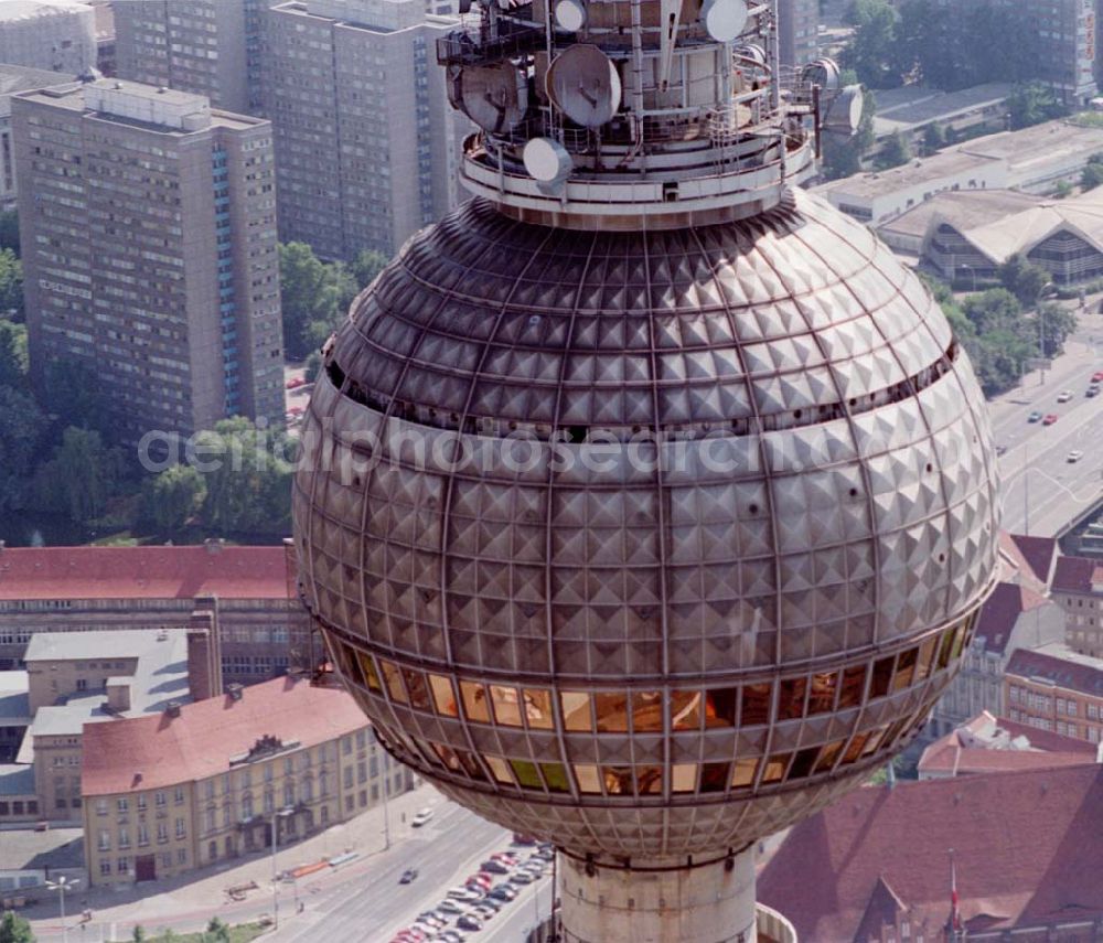 Aerial image Berlin Mitte - Fernsehturmkuppel Berlin Alexanderplatz