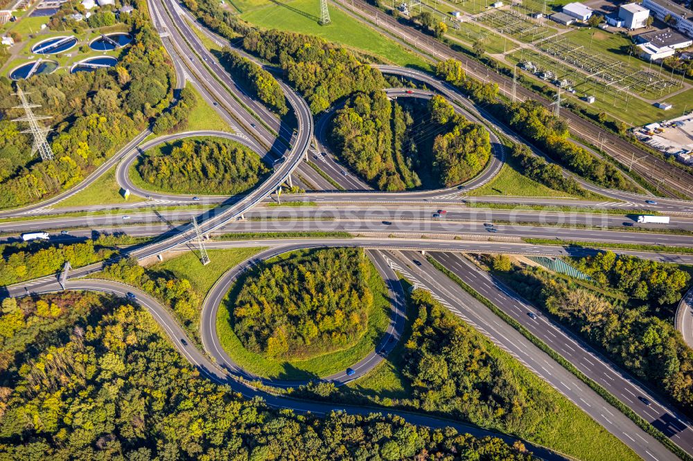 Aerial photograph Dortmund - Routing and traffic lanes during the exit federal highway B236 in the district Alt-Scharnhorst in Dortmund in the state North Rhine-Westphalia, Germany