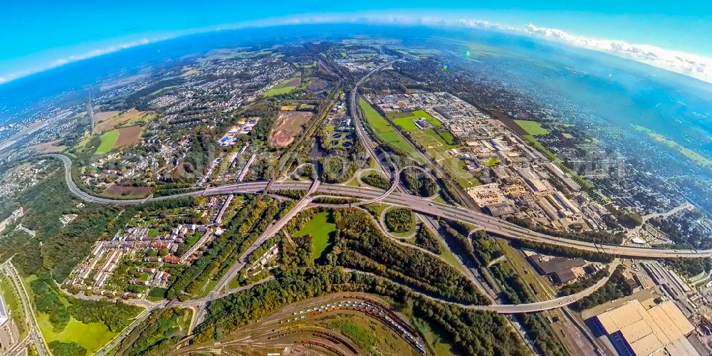 Dortmund from above - Routing and traffic lanes during the exit federal highway B236 in the district Alt-Scharnhorst in Dortmund in the state North Rhine-Westphalia, Germany