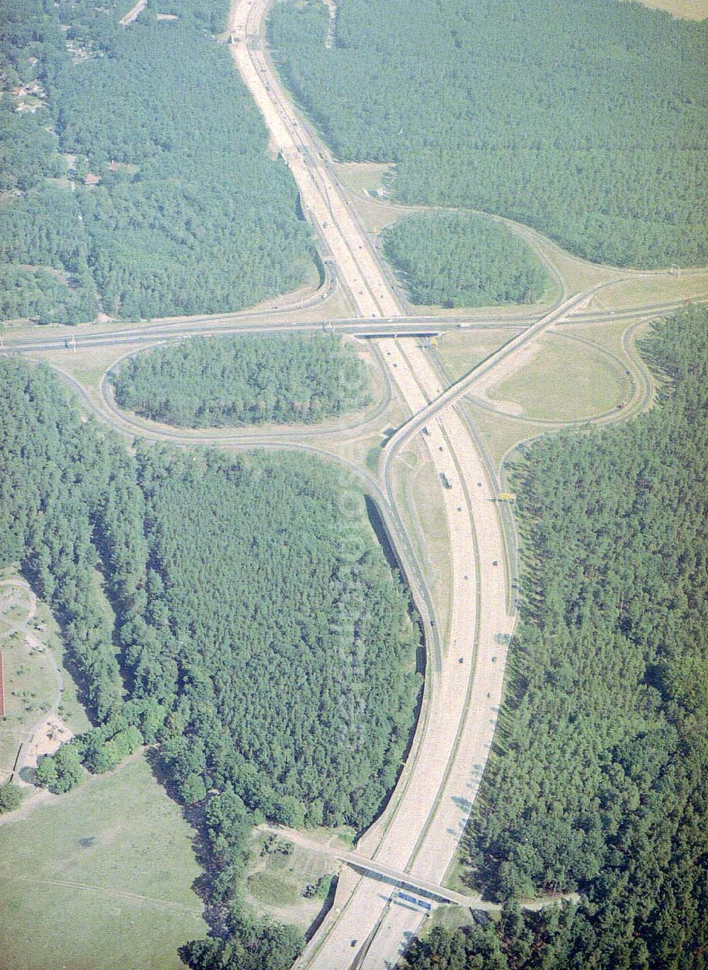 Babelsberg from above - Fertige Autobahnabfahrt Babelsberg am Berliner Ring.