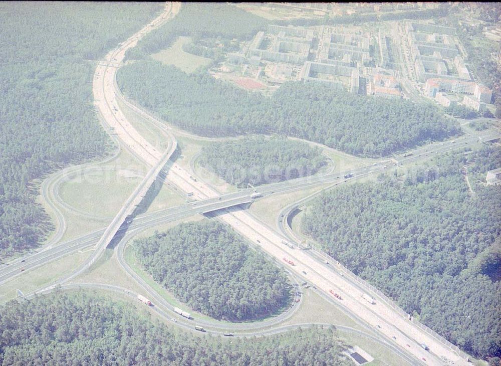 Aerial image Babelsberg - Fertige Autobahnabfahrt Babelsberg am Berliner Ring.