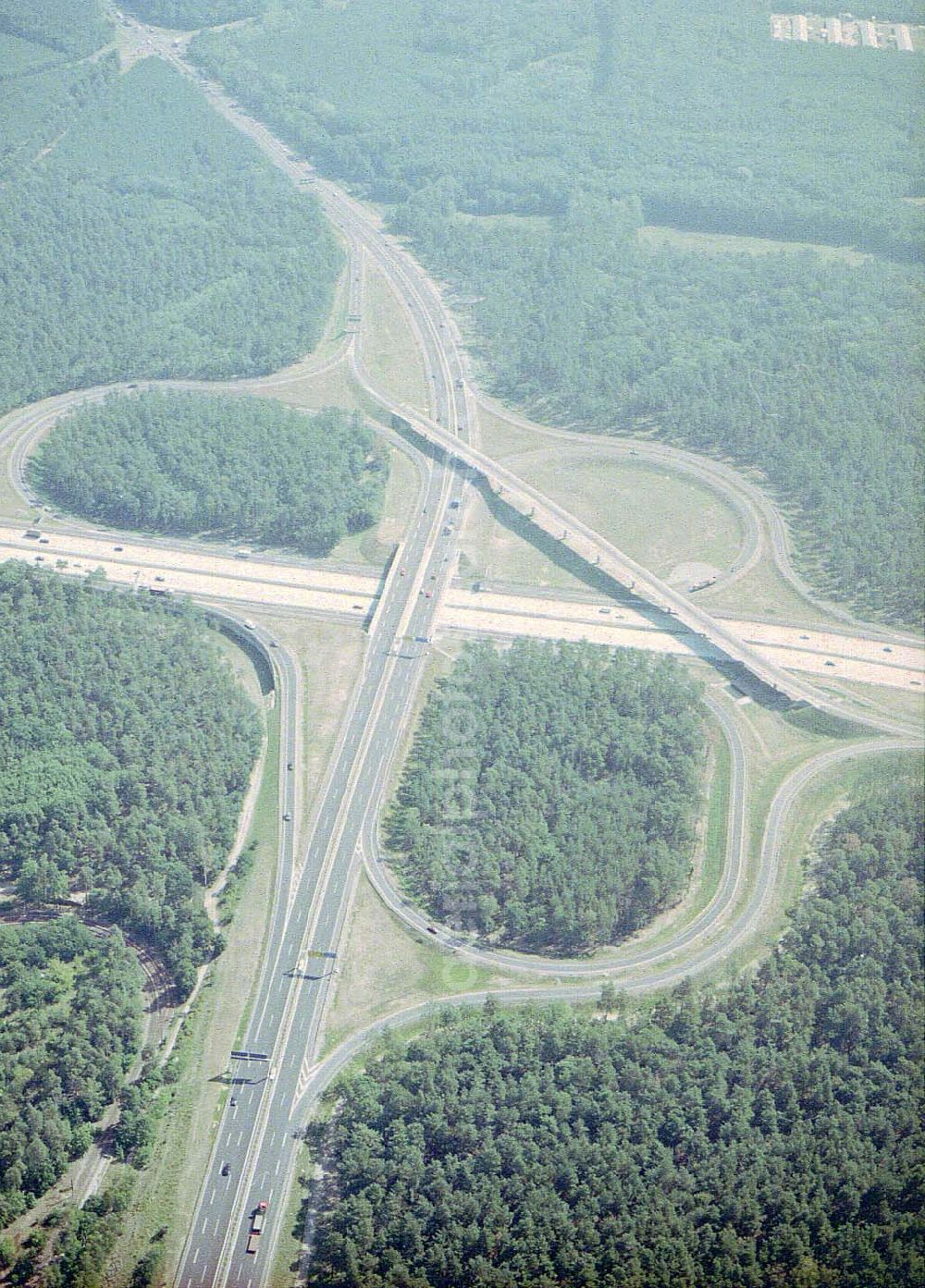 Aerial photograph Babelsberg - Fertige Autobahnabfahrt Babelsberg am Berliner Ring.