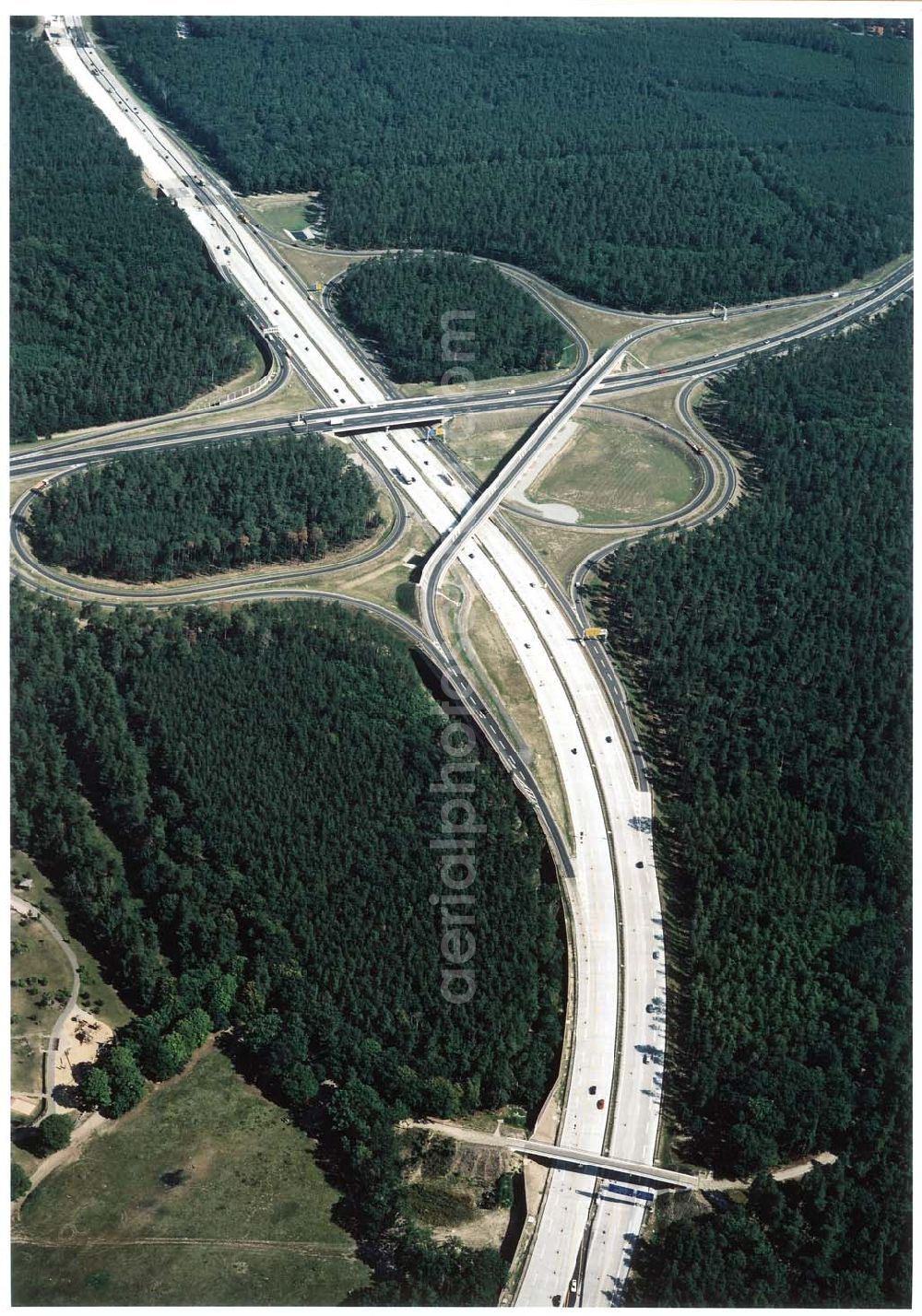 Babelsberg from above - Fertige Autobahnabfahrt Babelsberg am Berliner Ring.