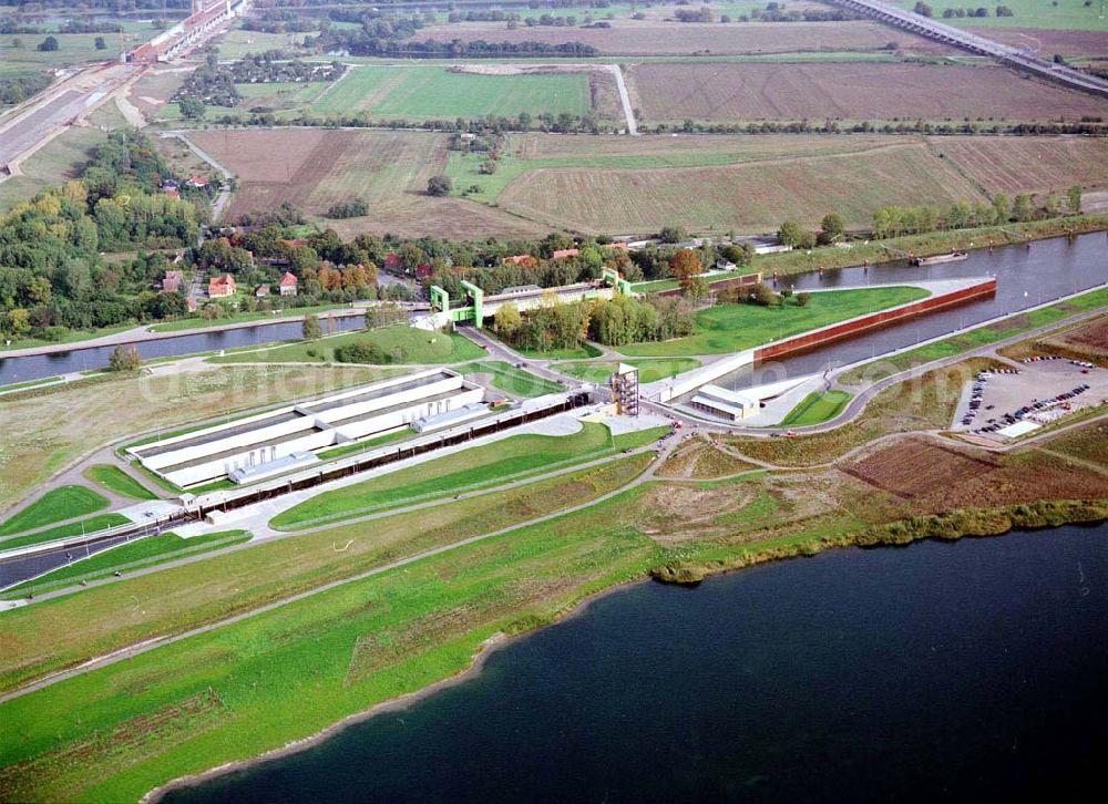 Rothensee from above - Fertige Doppelsparschleuse Rothensee.