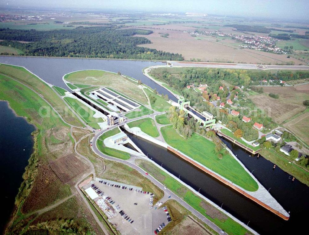 Rothensee from above - Fertige Doppelsparschleuse Rothensee.