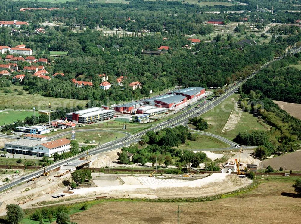 Aerial photograph Wustermark - Brandenburg - Fertiges Factory-Outlet-Centers an der B5 bei Wustermark / Brandenburg.