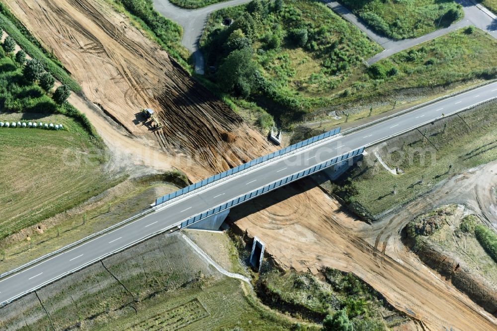 Aerial photograph Borna - Finished bridge construction along the route and of the route of the highway route B95 to A72 motorway in Borna in the state Saxony