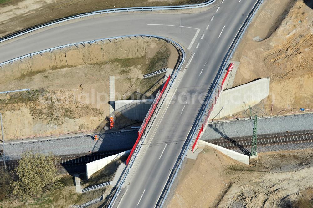 Aerial photograph Söhlde - Completed new bridge over the railway line at Söhlde in Lower Saxony