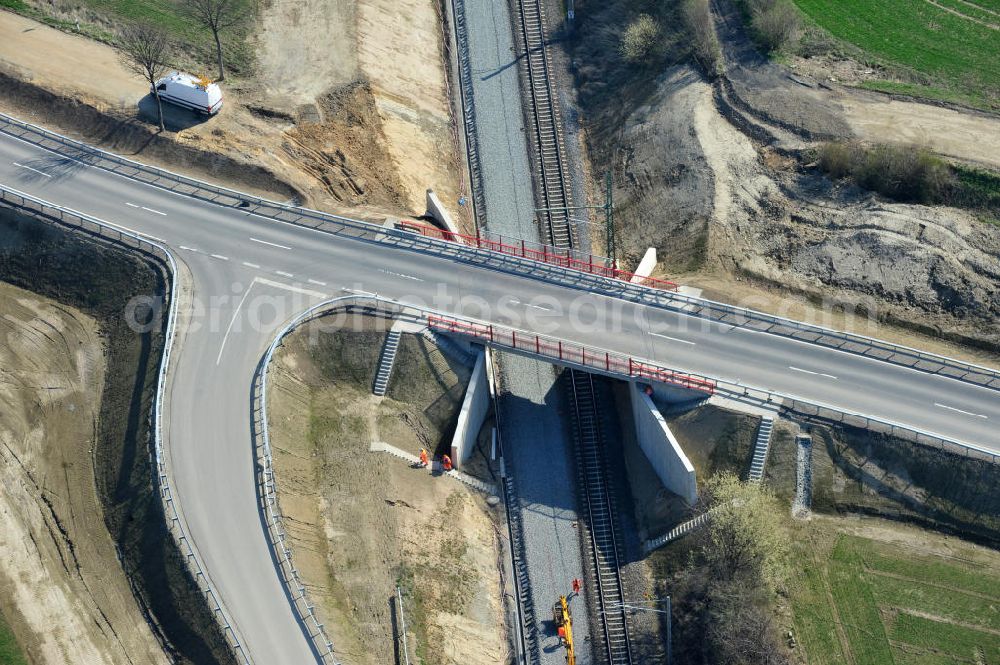 Aerial image Söhlde - Completed new bridge over the railway line at Söhlde in Lower Saxony