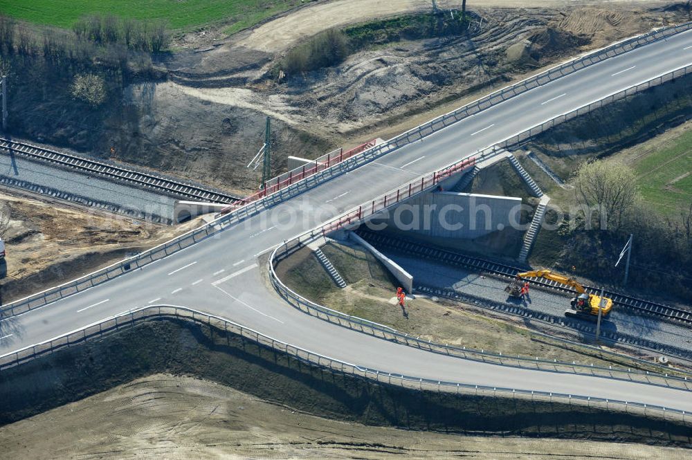 Söhlde from above - Completed new bridge over the railway line at Söhlde in Lower Saxony