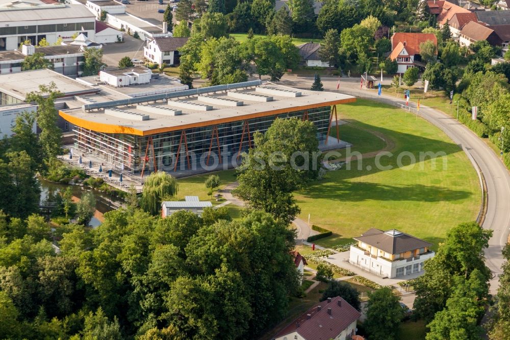 Aerial image Rheinau - Exhibition grounds and exhibition halls of the World of Living in the district Linx in Rheinau in the state Baden-Wuerttemberg, Germany