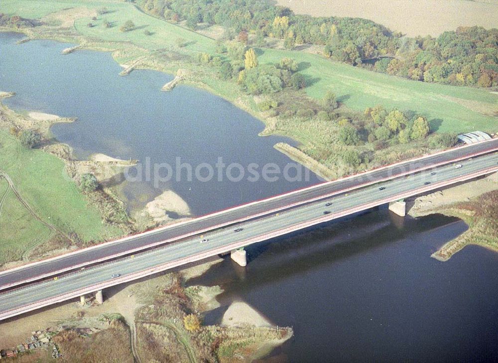 Aerial photograph Vockerode bei Dessau - Fertigstellung der Elbbrücke Vockerode bei Dessau in Sachsen-Anhalt.