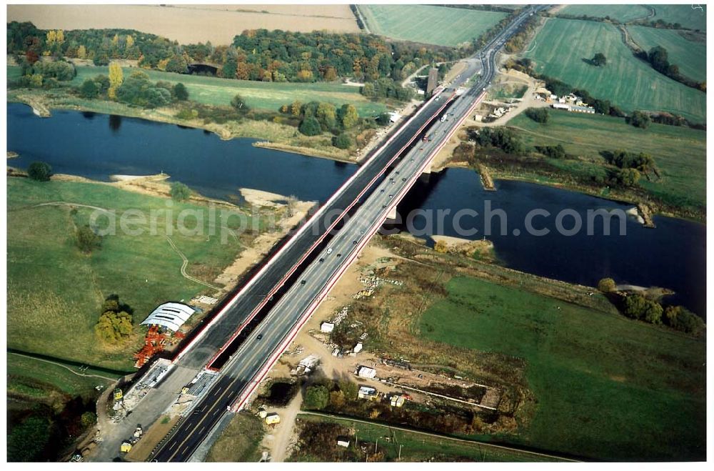 Vockerode bei Dessau from above - Fertigstellung der Elbbrücke Vockerode bei Dessau in Sachsen-Anhalt.