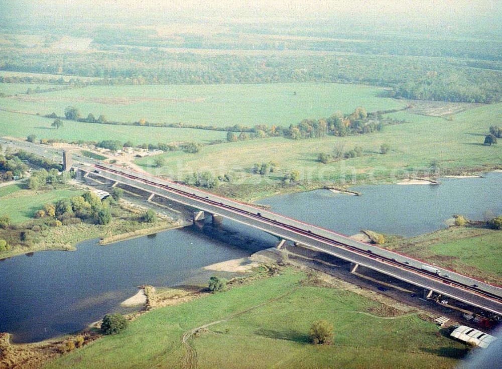 Aerial photograph Vockerode bei Dessau - Fertigstellung der Elbbrücke Vockerode bei Dessau in Sachsen-Anhalt.