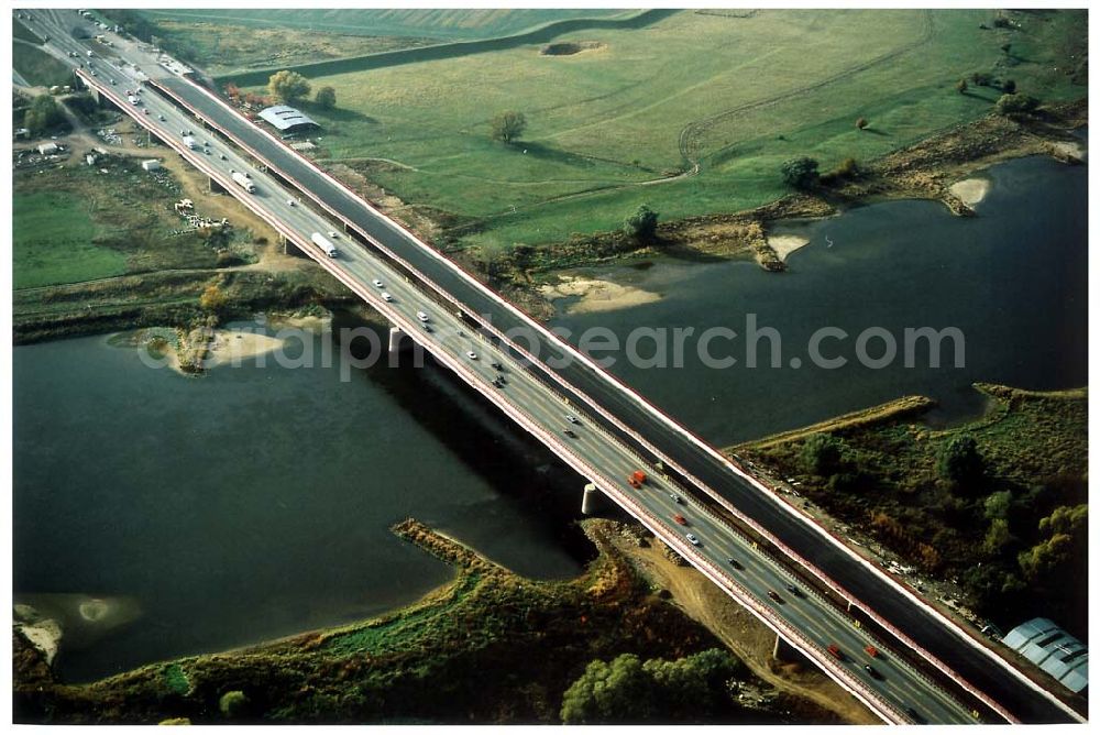 Aerial photograph Vockerode bei Dessau - Fertigstellung der Elbbrücke Vockerode bei Dessau in Sachsen-Anhalt.