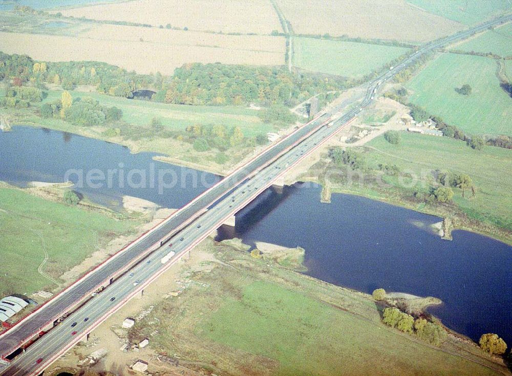 Vockerode bei Dessau from above - Fertigstellung der Elbbrücke Vockerode bei Dessau in Sachsen-Anhalt.