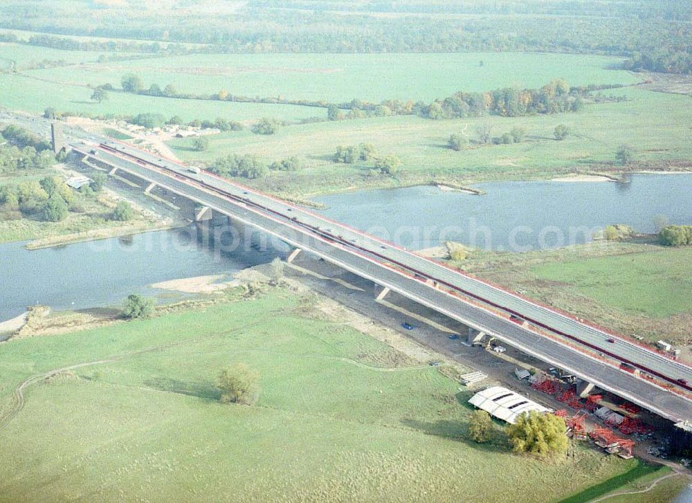 Vockerode bei Dessau from above - Fertigstellung der Elbbrücke Vockerode bei Dessau in Sachsen-Anhalt.