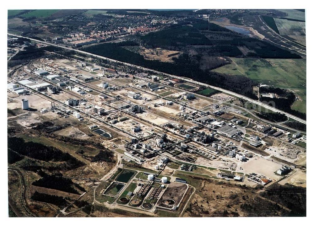 Aerial image Schwarzheide / Brandenburg - Fertigstellung der Erweiterungskläranlage auf dem Werksgelände der BASF - Schwarzheide .