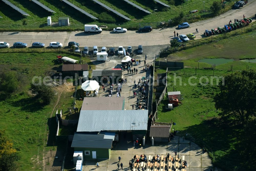 Aerial image Werneuchen - Animal breeding equipment Livestock for meat production Wildfarm Werneuchen in Werneuchen in the state Brandenburg, Germany