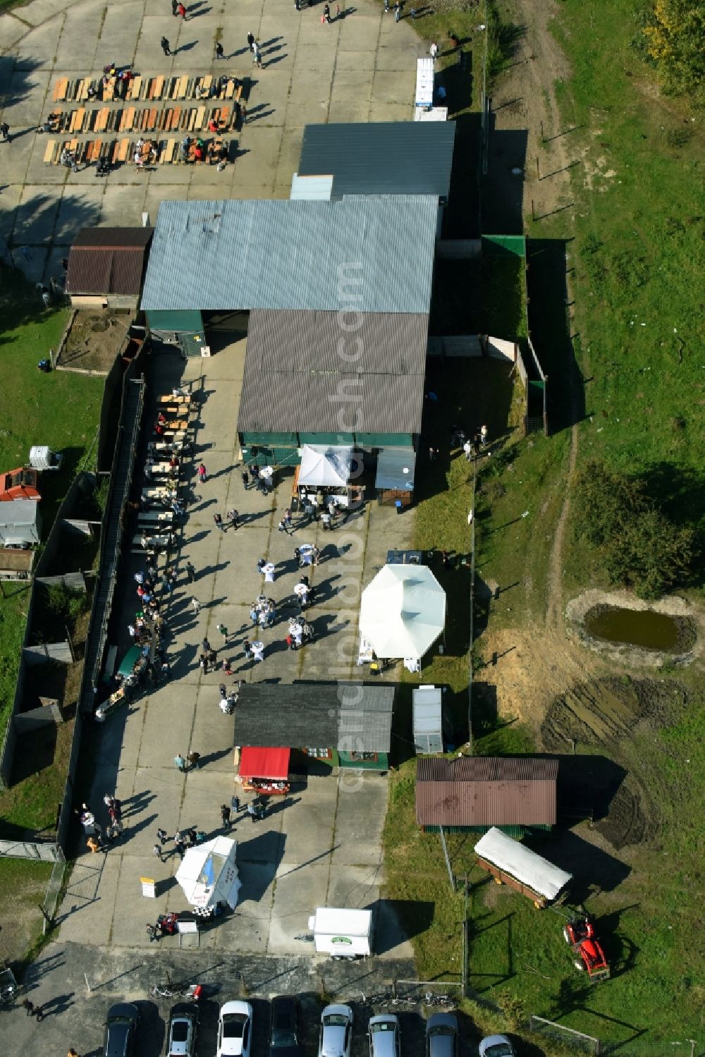 Aerial image Werneuchen - Animal breeding equipment Livestock for meat production Wildfarm Werneuchen in Werneuchen in the state Brandenburg, Germany