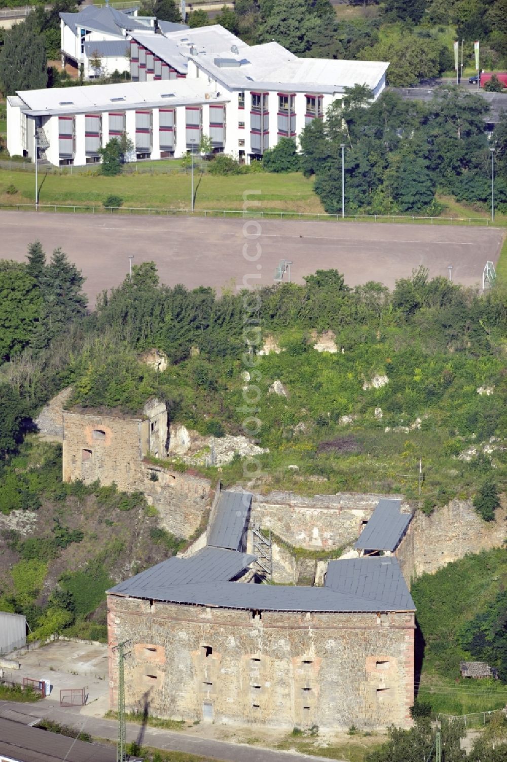 Aerial photograph Koblenz - View of the fortress Kaiser Franz, a part of member of the Prussian fortress of Koblenz in Rhineland-Palatinate