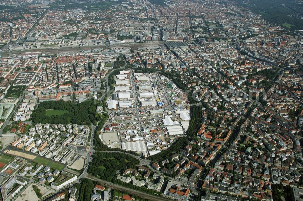 Aerial photograph München - Fairgrounds of Munich's Oktoberfest beer festival in Munich in Bavaria