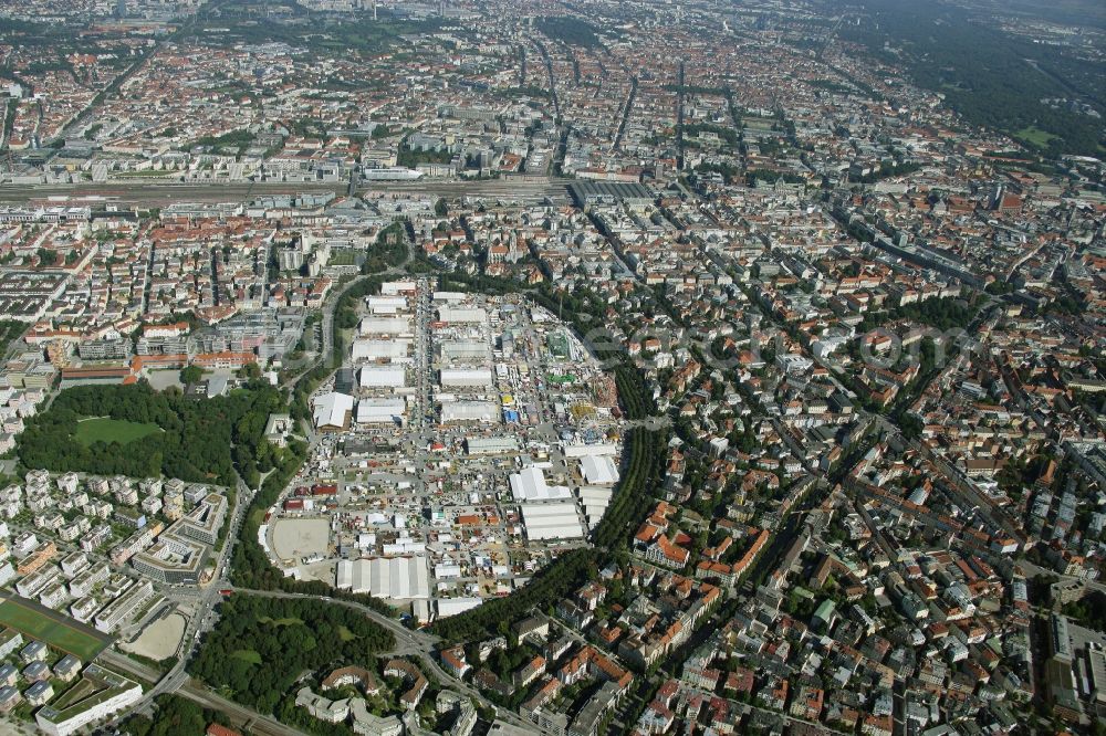 Aerial photograph München - Fairgrounds of Munich's Oktoberfest beer festival in Munich in Bavaria