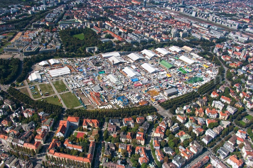 München from above - Fairgrounds of Munich's Oktoberfest beer festival in Munich in Bavaria