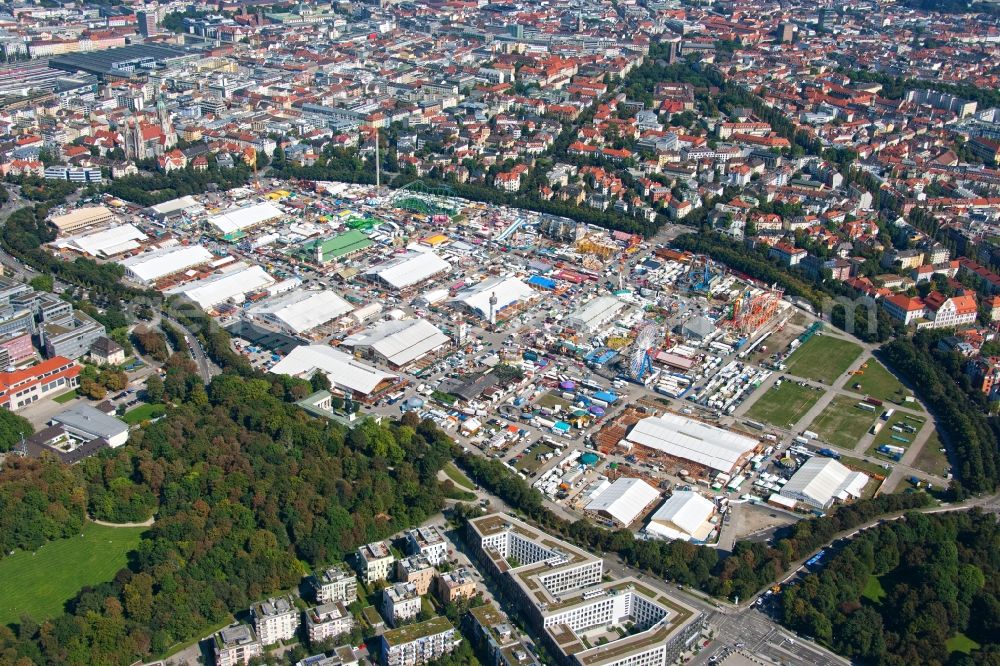 Aerial image München - Fairgrounds of Munich's Oktoberfest beer festival in Munich in Bavaria