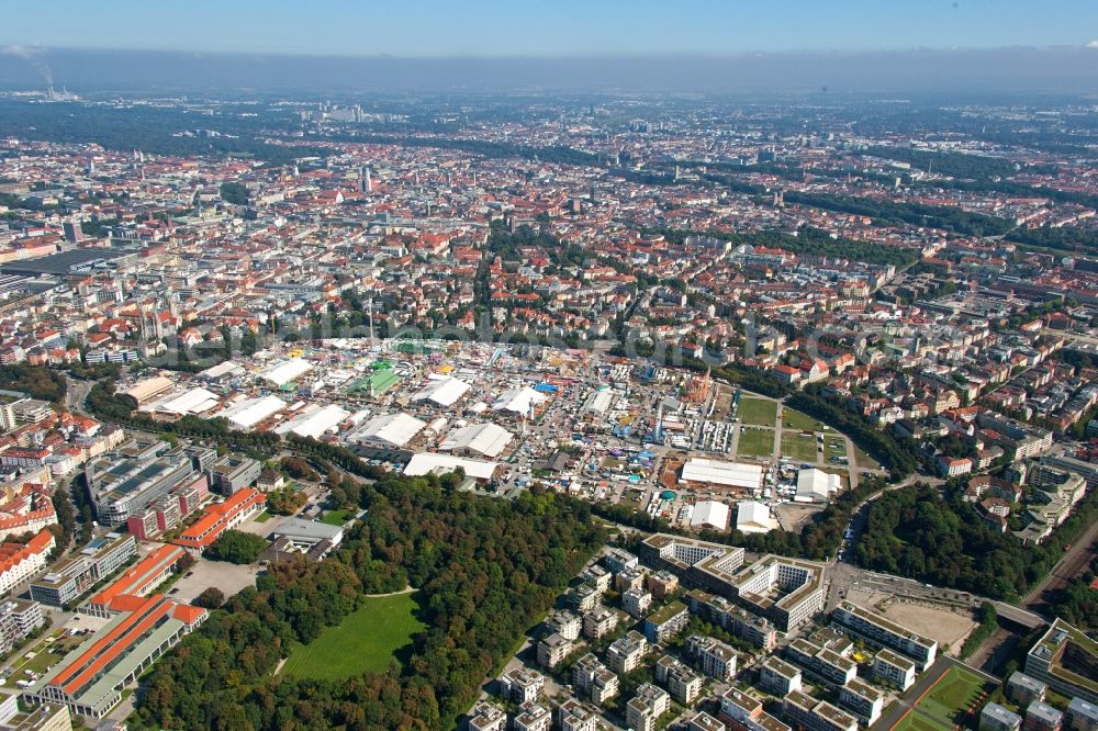 Aerial photograph München - Fairgrounds of Munich's Oktoberfest beer festival in Munich in Bavaria